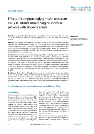 Effects of compound glycyrrhizin on serum IFN-γ, IL-10 and immunological index in patients with alopecia areata