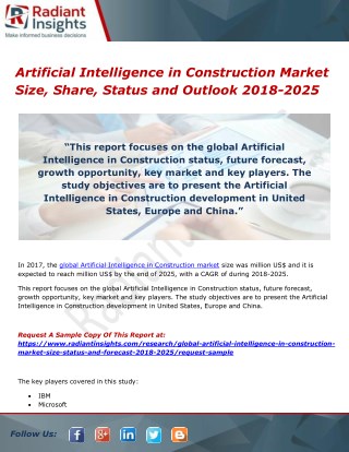Artificial Intelligence in Construction Market Size, Share, Status and Outlook 2018-2025