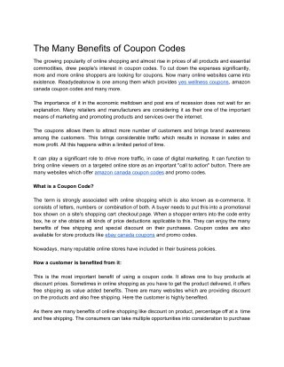 The Many Benefits of Coupon Codes