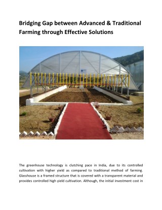 Bridging Gap between Advanced & Traditional Farming through Effective Solutions