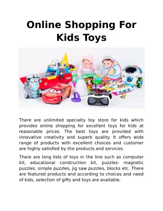 Online Shopping For Kids Toys