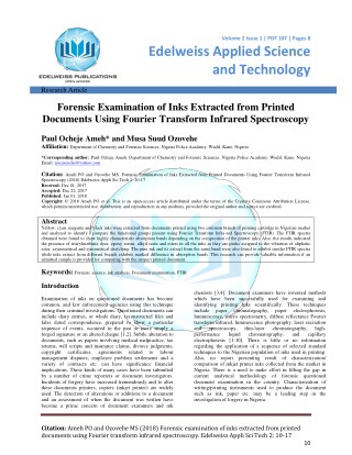 Forensic Examination of Inks Extracted from Printed Documents Using Fourier Transform Infrared Spectroscopy