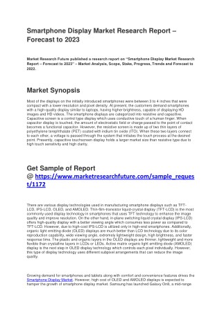 Smartphone Display Market - Developments and Trends, Potential of the Market from 2018-2022