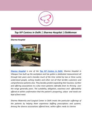 Top IVF Centres in Delhi | Sharma Hospital | ElaWoman