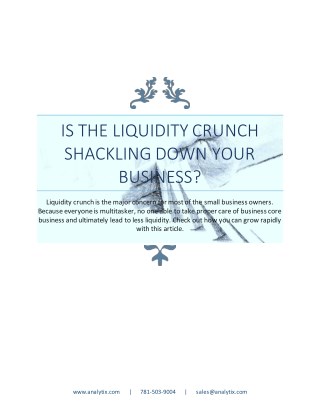 Is the Liquidity Crunch Shackling Down Your Business?