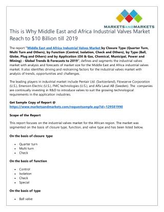 This is Why Middle East and Africa Industrial Valves Market Reach to $10 Billion till 2019