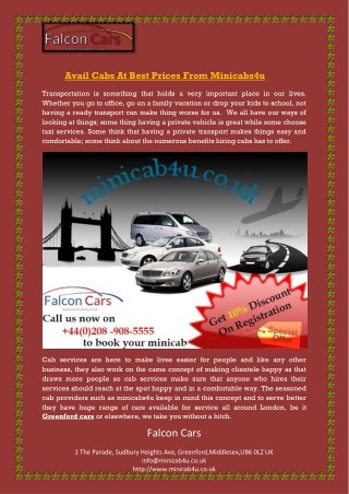 Avail Cabs At Best Prices From Minicabs4u