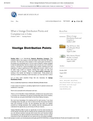 What is Vestige Distribution Points and Complete List in India