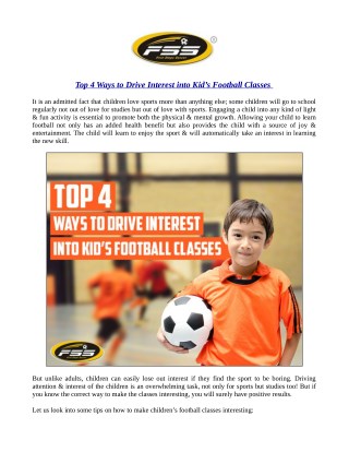 Top 4 Ways to Drive Interest into Kid’s Football Classes