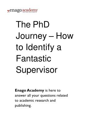 The PhD Journey – How to Identify a Fantastic Supervisor - Enago Academy