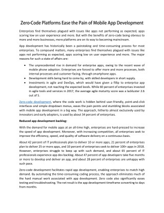 Zero-Code Platforms Ease the Pain of Mobile App Development