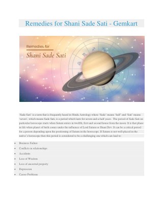 Remedies for Shani Sade Sati | Certified Gemstones Online - Gemkart