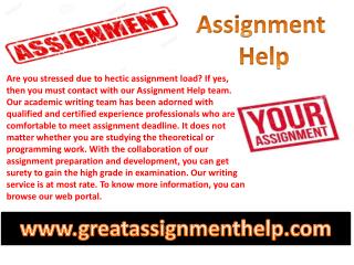 Get Assignment Help of your subject for acquiring high grade