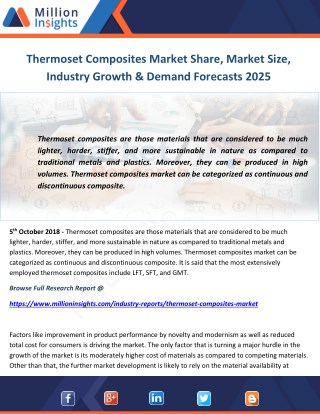 Thermoset Composites Market Share, Market Size, Industry Growth & Demand Forecasts 2025