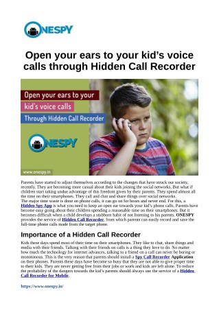 Open your ears to your kid’s voice calls through Hidden Call Recorder