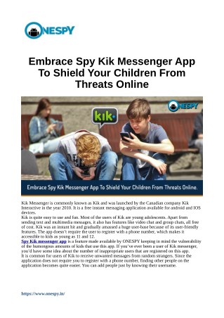 Embrace Spy Kik Messenger App To Shield Your Children From Threats Online