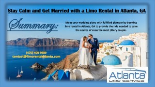 Stay Calm and Get Married with a Limo Rental in Atlanta, GA