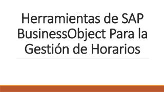 Herramientas de SAP BusinessObject Para la Gestión de Horarios