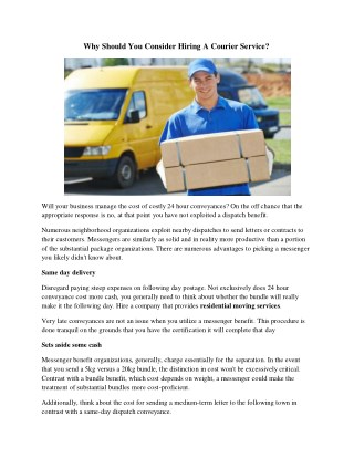 Why Should You Consider Hiring A Courier Service?