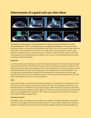 Determinants of a Good Lasik Eye Clinic Mesa