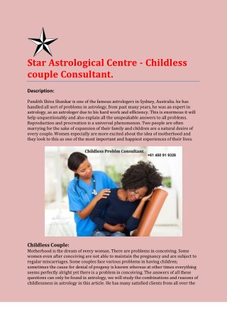 Star Astrological Centre - Childless Couple Consultant.