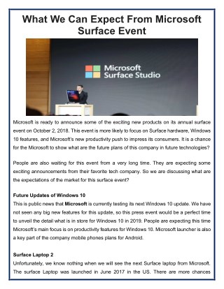 Expectations From Microsoft Surface Event