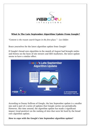 What Is The Late September Algorithm Update From Google?