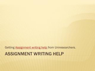 Assignment Writing Help