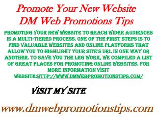 Promote Your New Website | DM Web Promotions Tips