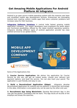 Get Amazing Mobile Applications For Android Platform At Infograins