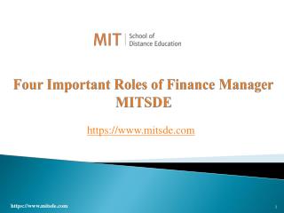 Four Important Roles of Finance Manager | MITSDE