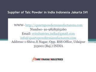 Supplier of talc powder in india indonesia jakarta svi