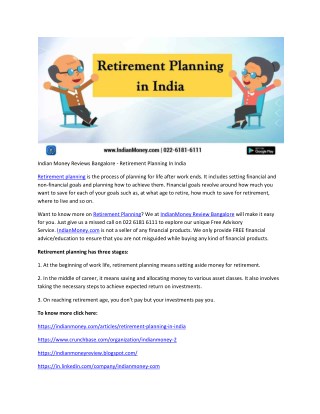 Indian Money Reviews Bangalore - Retirement Planning In India