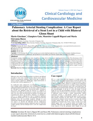 Pulmonary Arterial Stenting Complication: A Case Report about the Retrieval of a Stent Lost in a Child with Bilateral Gl