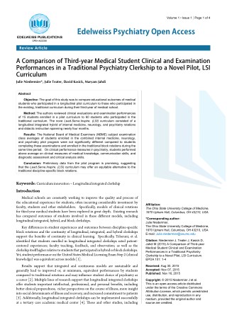 A Comparison of Third-year Medical Student Clinical and Examination Performances in a Traditional Psychiatry Clerkship t
