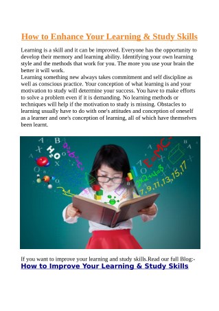 How to Enhance Your Learning & Study Skills