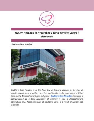 Top IVF Hospitals in Hyderabad | Surya Fertility Centre | ElaWoman