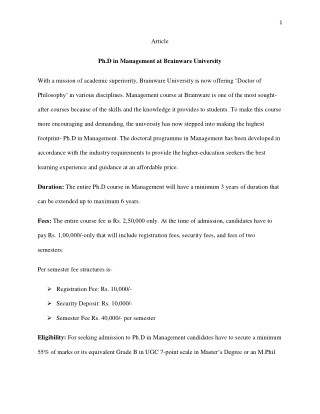 Brainware University offers Ph.D in Management.