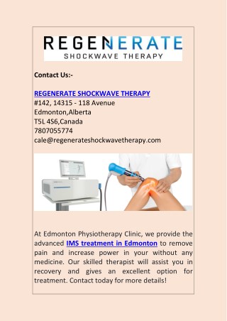 Best IMS Treatment in Edmonton for Pain Relief