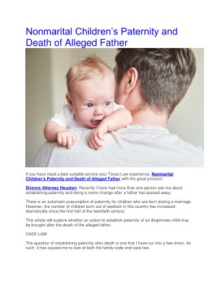 Nonmarital Children’s Paternity and Death of Alleged Father