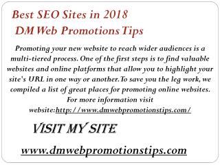 Best SEO Sites in 2018 | DM Web Promotions Tips
