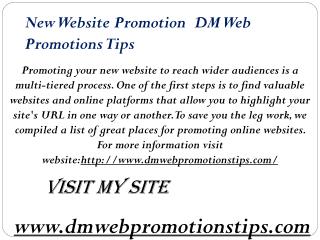 New Website Promotion | DM Web Promotions Tips