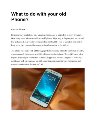 What to do with your old Phone?