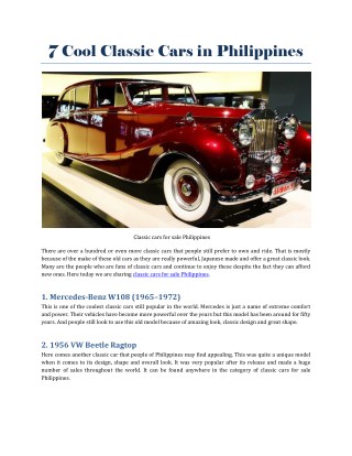 Classic cars for sale Philippines