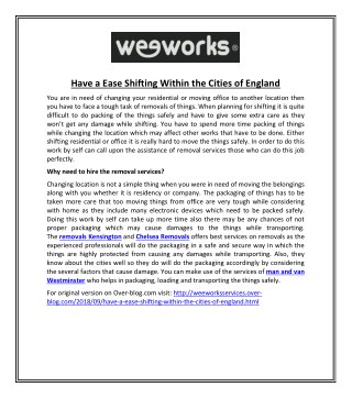 Have a Ease Shifting Within the Cities of England