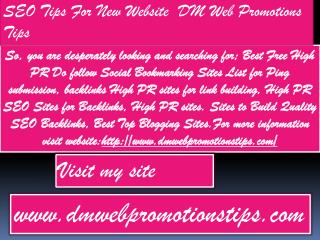 SEO Tips For New Website | DM Web Promotions Tips