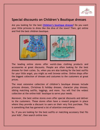 Special discounts on Children’s Boutique dresses