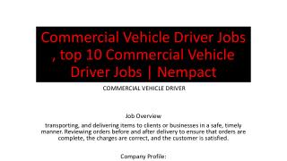 Commercial Vehicle Driver Jobs , top 10 Commercial Vehicle Driver Jobs | Nempact