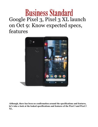 Google Pixel 3, Pixel 3 XL launch on Oct 9: Know expected specs, features