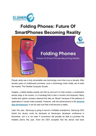 Folding Phones: Future Of SmartPhones Becoming Reality